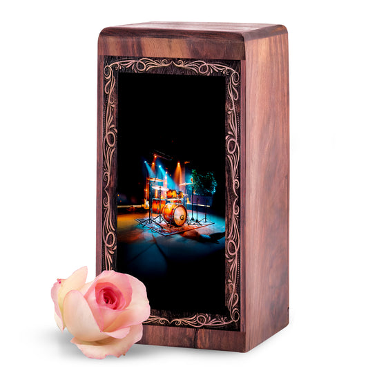 Drum Cremation Urns Wooden Box – Midnight Theme Cremation Urn For Adult Female