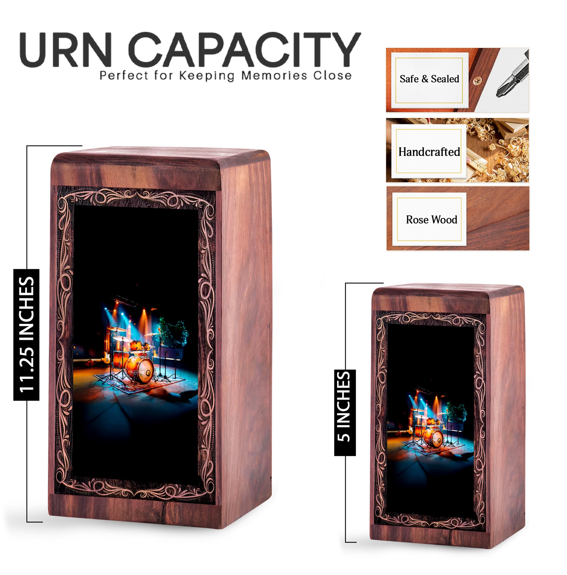 Drum Cremation Urns Wooden Box – Midnight Theme Cremation Urn For Adult Female
