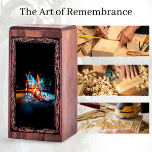 Drum Cremation Urns Wooden Box – Midnight Theme Cremation Urn For Adult Female