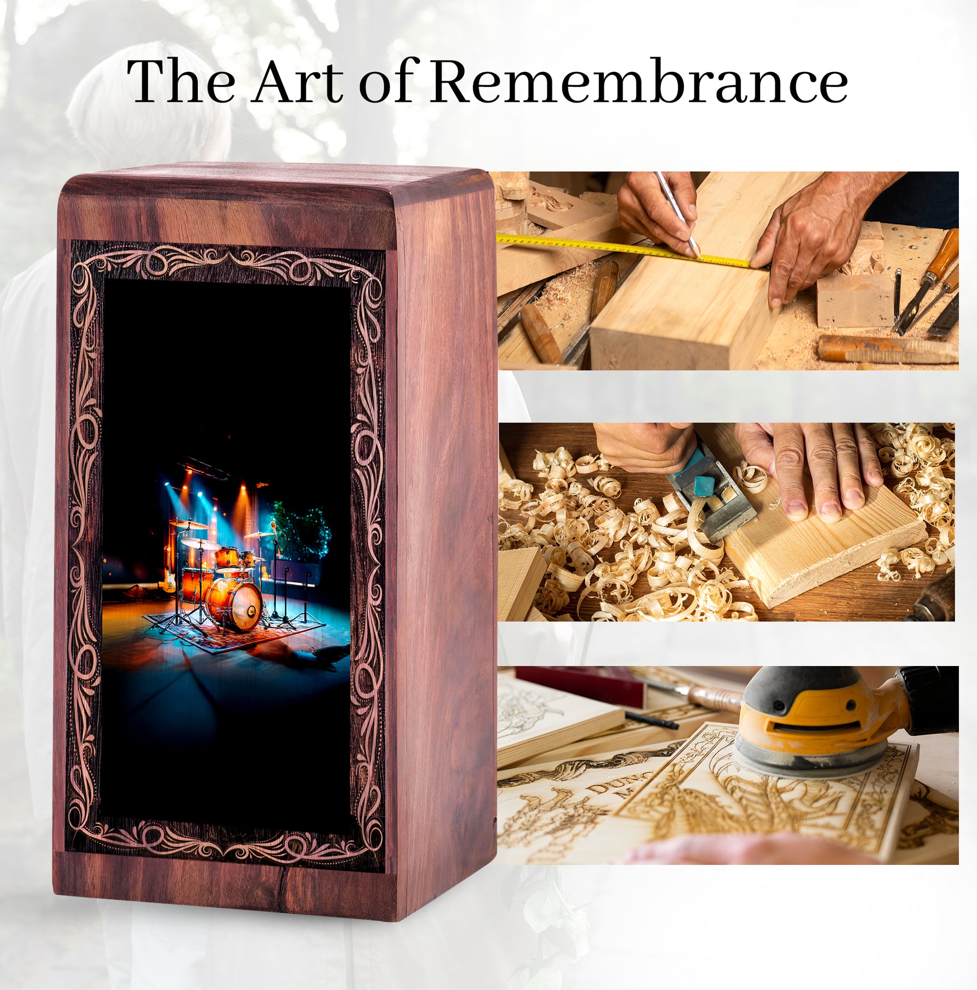 Drum Cremation Urns Wooden Box – Midnight Theme Cremation Urn For Adult Female