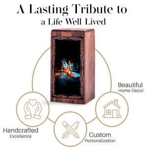 Drum Cremation Urns Wooden Box – Midnight Theme Cremation Urn For Adult Female