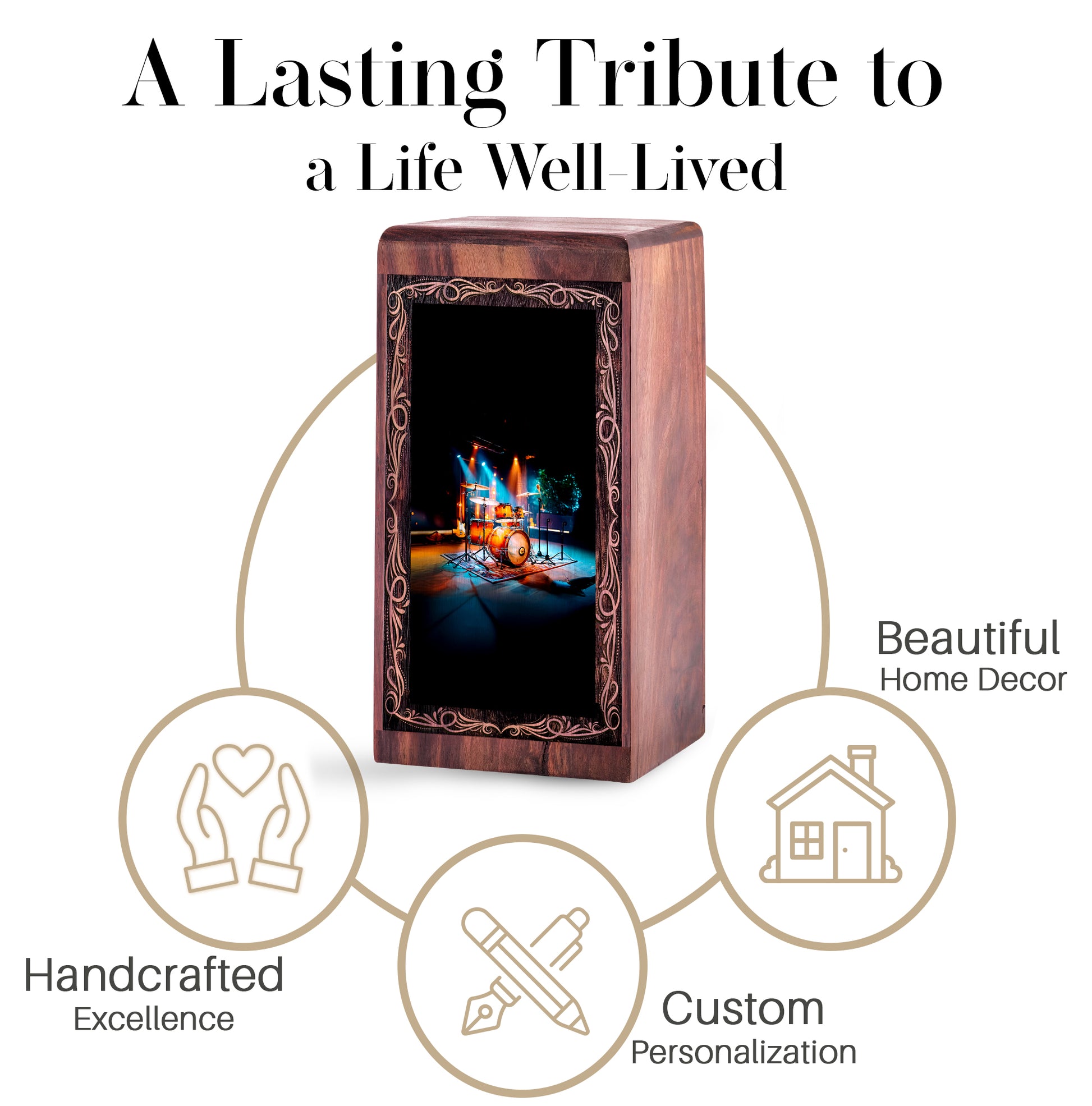 Drum Cremation Urns Wooden Box – Midnight Theme Cremation Urn For Adult Female