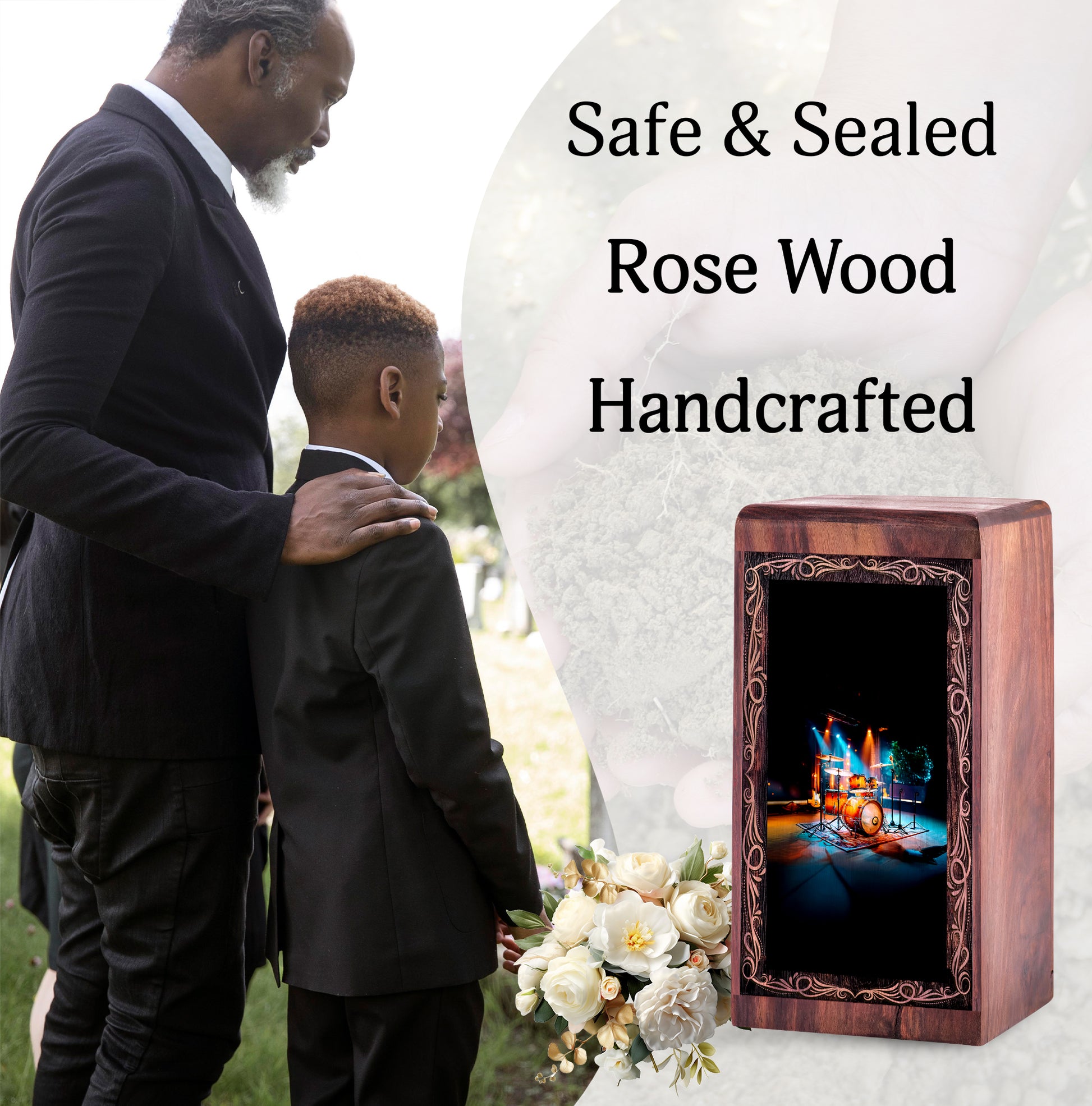 Drum Cremation Urns Wooden Box – Midnight Theme Cremation Urn For Adult Female