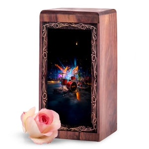 Drum Keepsake Memorial Urn – Night Concert Theme Handcraft Urn For Human Ashes