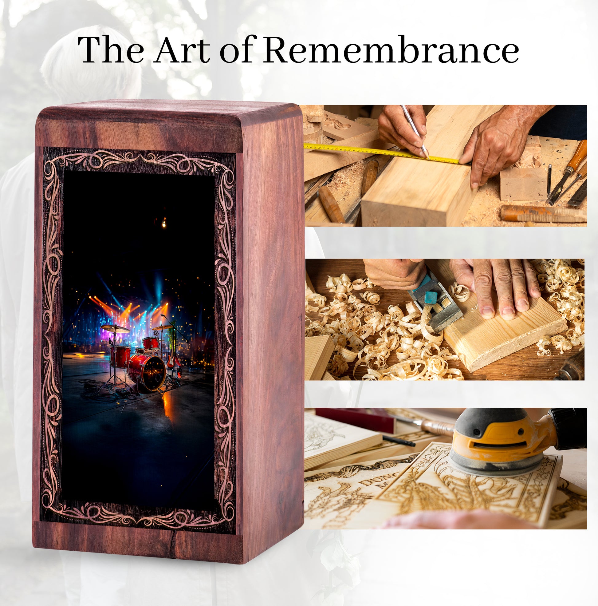 Drum Keepsake Memorial Urn – Night Concert Theme Handcraft Urn For Human Ashes