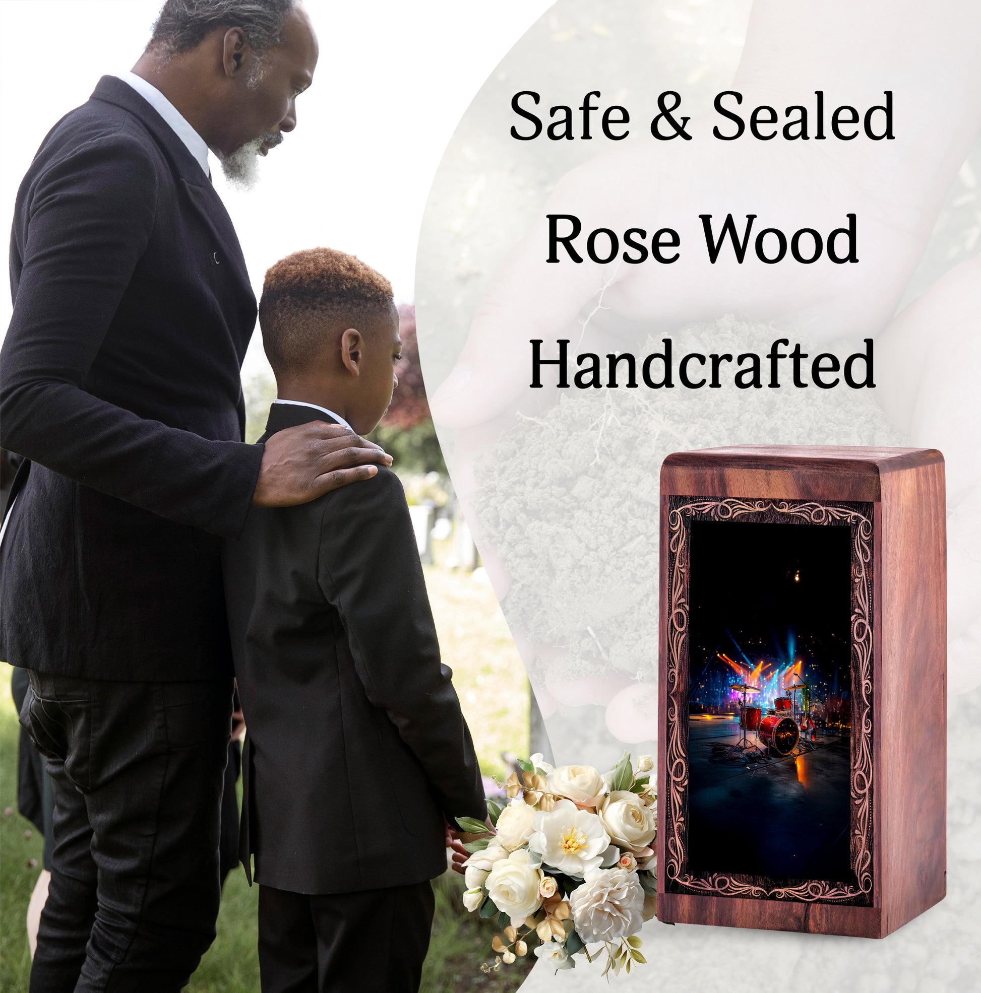 Drum Keepsake Memorial Urn – Night Concert Theme Handcraft Urn For Human Ashes