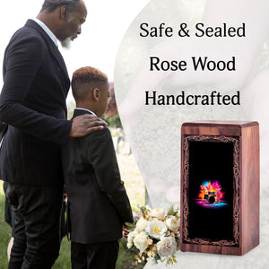 Colorful Drum Theme Funeral Urn - Neon Drum Handmade Wooden Urn For Burial