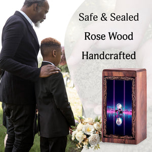 Wooden Drum Keepsake Cremation Urns – Neon City Theme Funeral Urn For Male