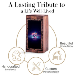 Neon Music Drum Urn For Adults – Soundwave Wooden Urn For Burial