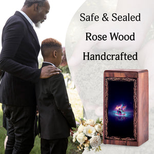 Neon Music Drum Urn For Adults – Soundwave Wooden Urn For Burial