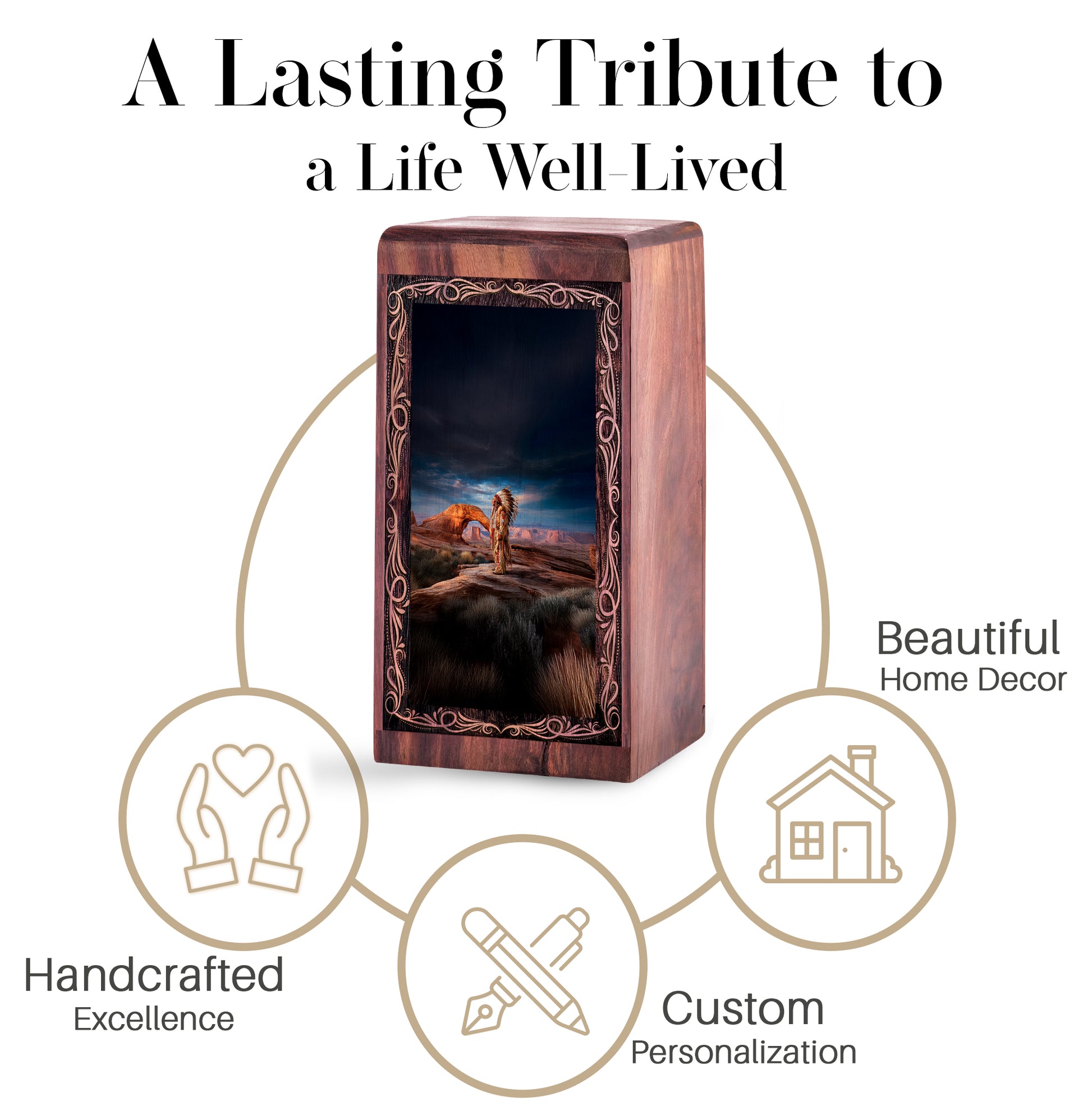 Native Landscape Theme Tribute Memorial Urn – Creamtion Urn For Mom & Dad