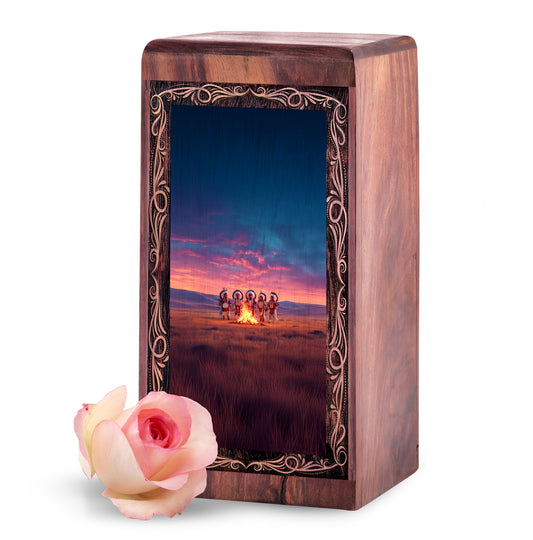 Eternal Tribal Fire Ceremony Urn – Wooden Urn For Ashes Adults Male