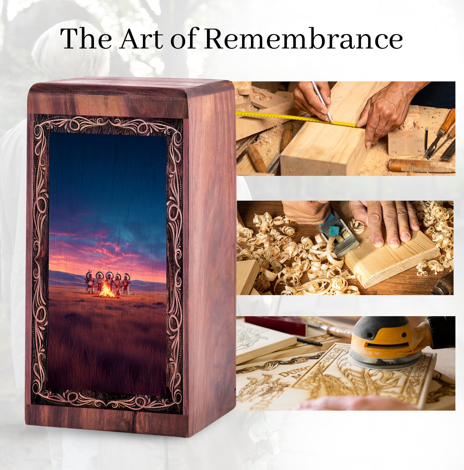 Eternal Tribal Fire Ceremony Urn – Wooden Urn For Ashes Adults Male