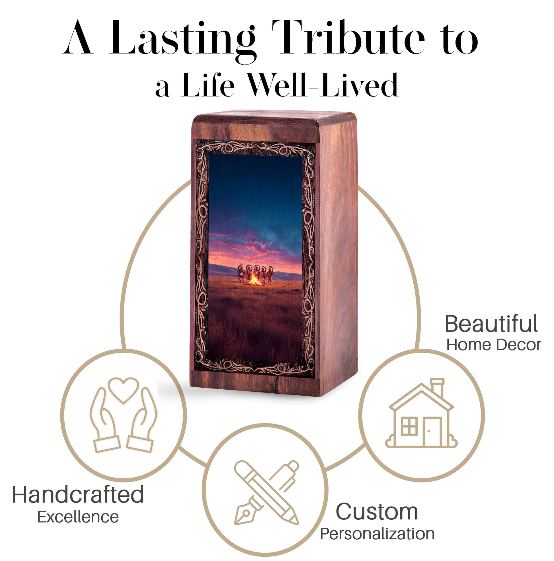 Eternal Tribal Fire Ceremony Urn – Wooden Urn For Ashes Adults Male
