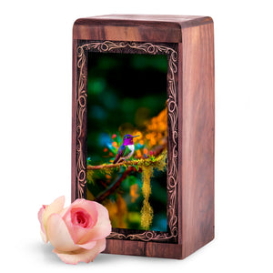 Hummingbird Funeral Urn Box - Wildlife Memorial Theme Urn For Ashes Adult