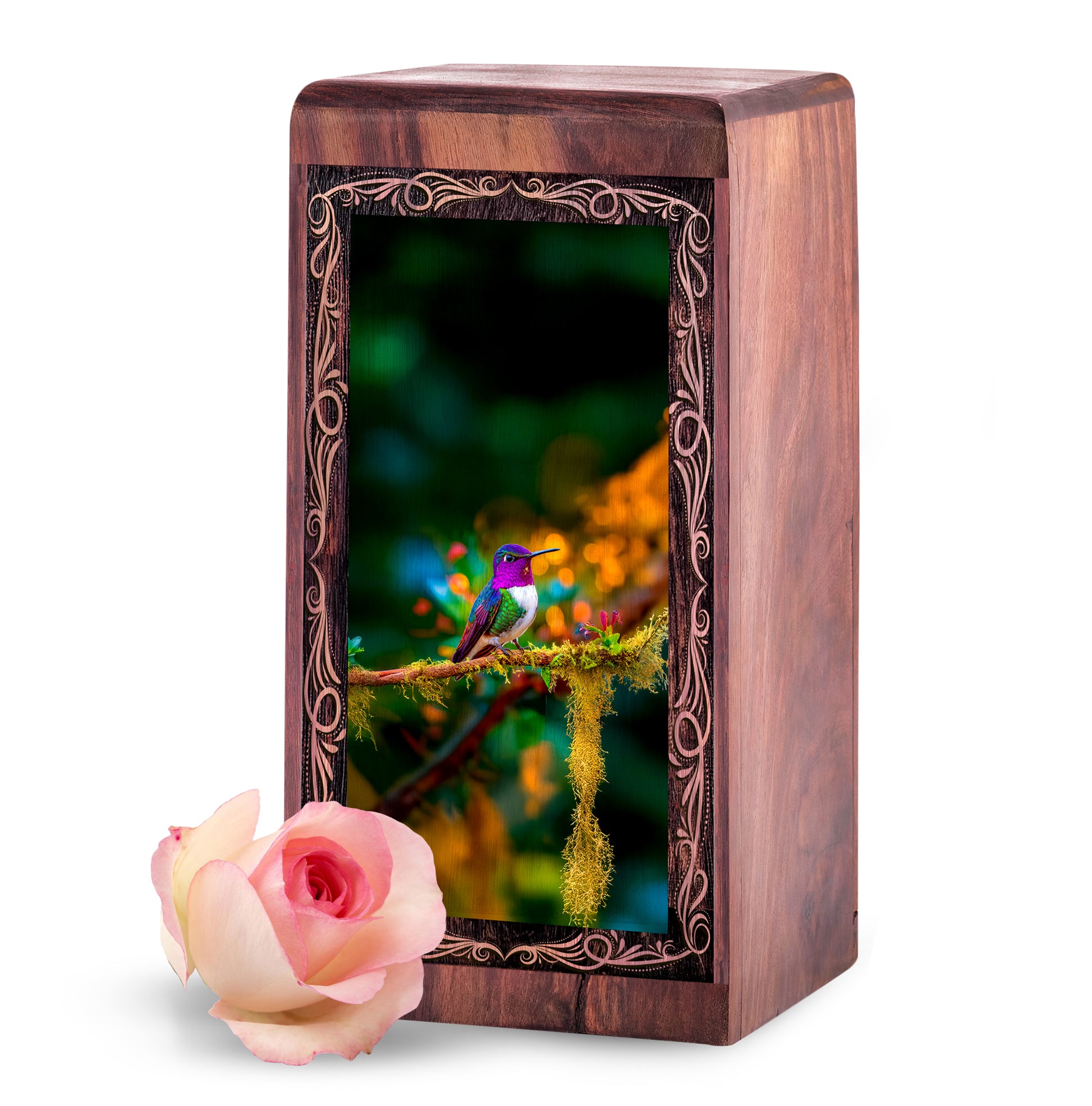 Hummingbird Funeral Urn Box - Wildlife Memorial Theme Urn For Ashes Adult