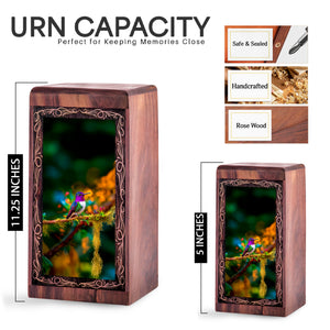 Hummingbird Funeral Urn Box - Wildlife Memorial Theme Urn For Ashes Adult