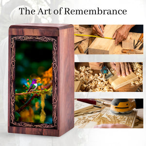 Hummingbird Funeral Urn Box - Wildlife Memorial Theme Urn For Ashes Adult
