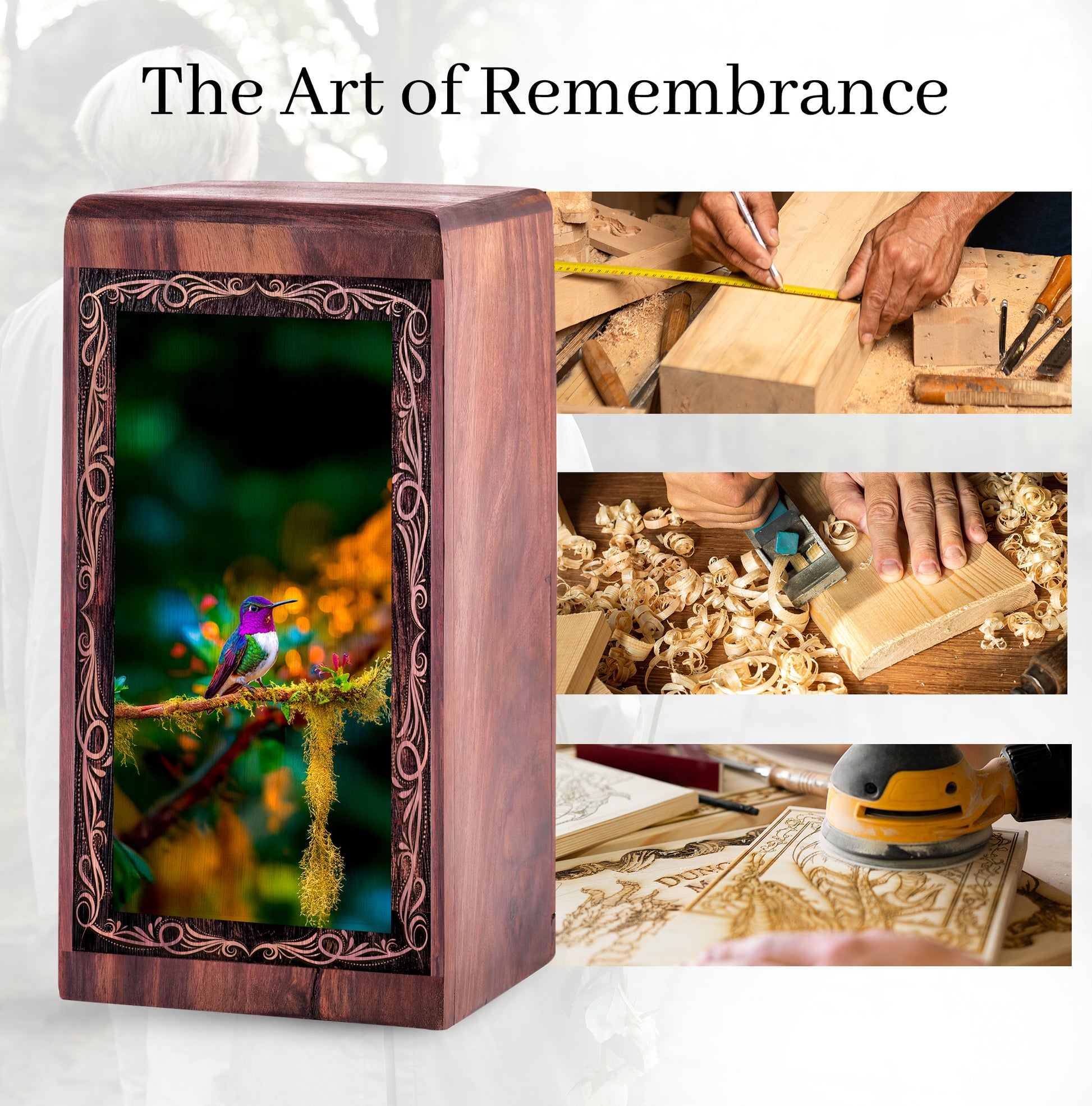 Hummingbird Funeral Urn Box - Wildlife Memorial Theme Urn For Ashes Adult