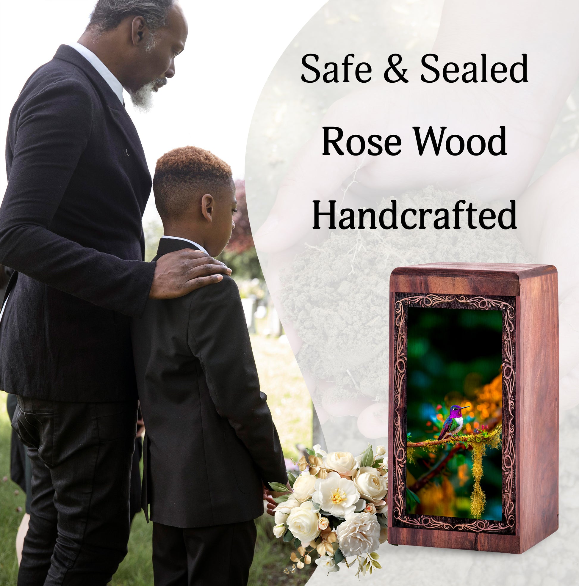Hummingbird Funeral Urn Box - Wildlife Memorial Theme Urn For Ashes Adult