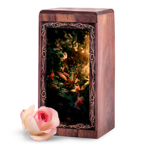Hummingbird Cremation Urn for Ashes - Golden Forest Theme Memorial Urn For Adult Human