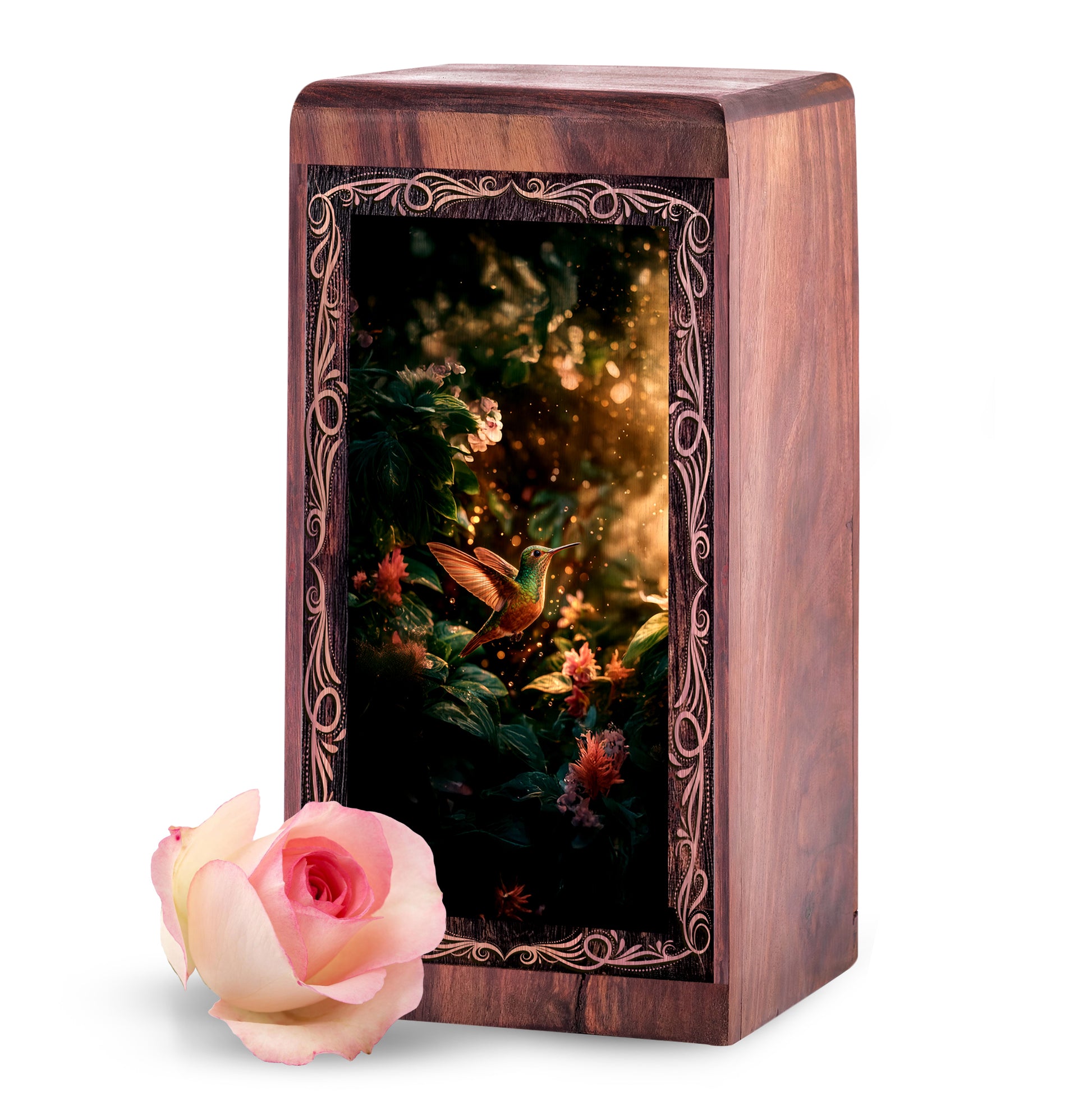 Hummingbird Cremation Urn for Ashes - Golden Forest Theme Memorial Urn For Adult Human