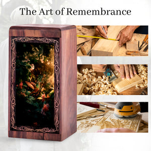 Hummingbird Cremation Urn for Ashes - Golden Forest Theme Memorial Urn For Adult Human