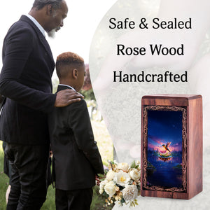 Mystic Lake Hummingbird Urn For Ashes - Decorative Wooden Box For Mom