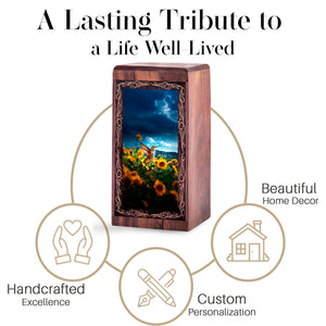 Hummingbird Memorial Urn For Human Ashes - Sunflower Nature Theme Cremation Urn