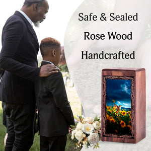 Hummingbird Memorial Urn For Human Ashes - Sunflower Nature Theme Cremation Urn