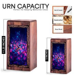 Glowing Floral Cremation Urn Box - Radiant Floral Theme Memorial Urn for Ashes