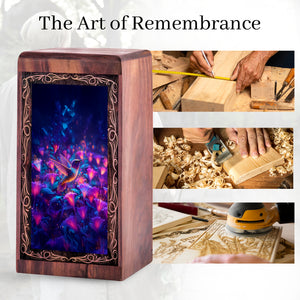Glowing Floral Cremation Urn Box - Radiant Floral Theme Memorial Urn for Ashes