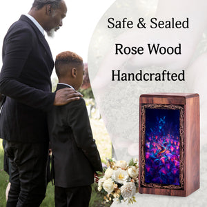 Glowing Floral Cremation Urn Box - Radiant Floral Theme Memorial Urn for Ashes