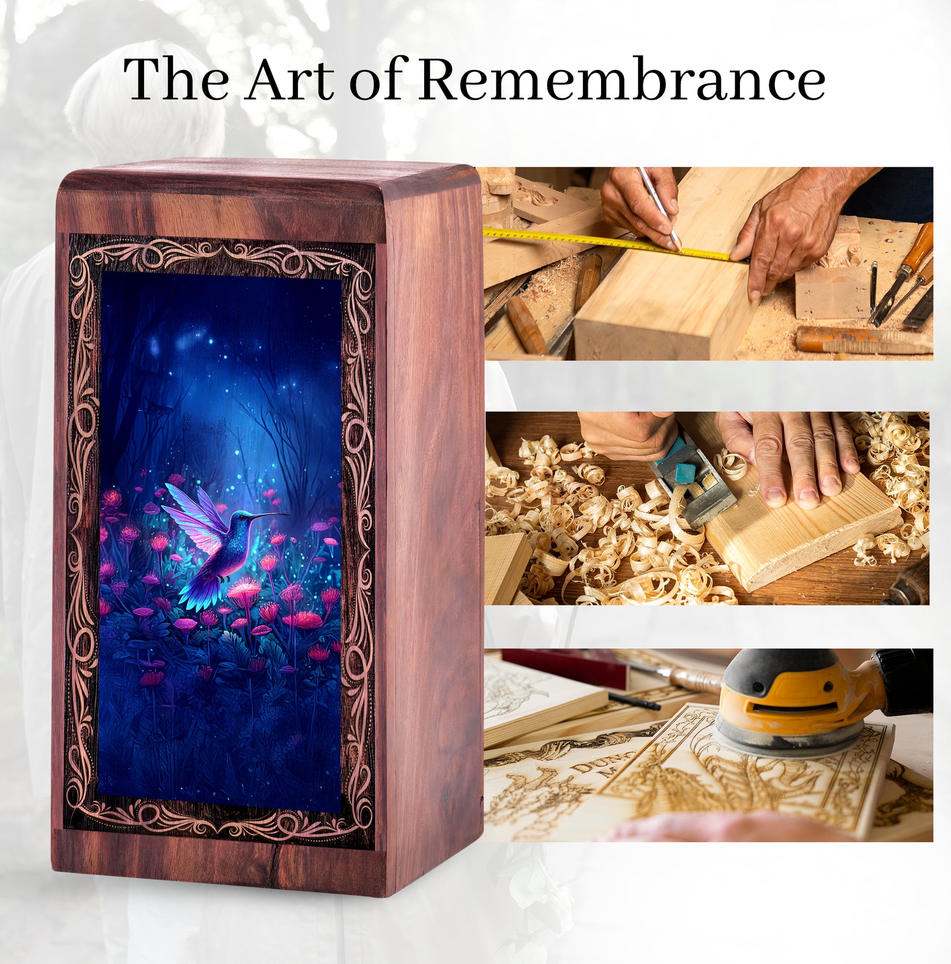Hummingbird Enchanted Night Theme Urn - Bird Memorial Urn For Human Adult Ashes