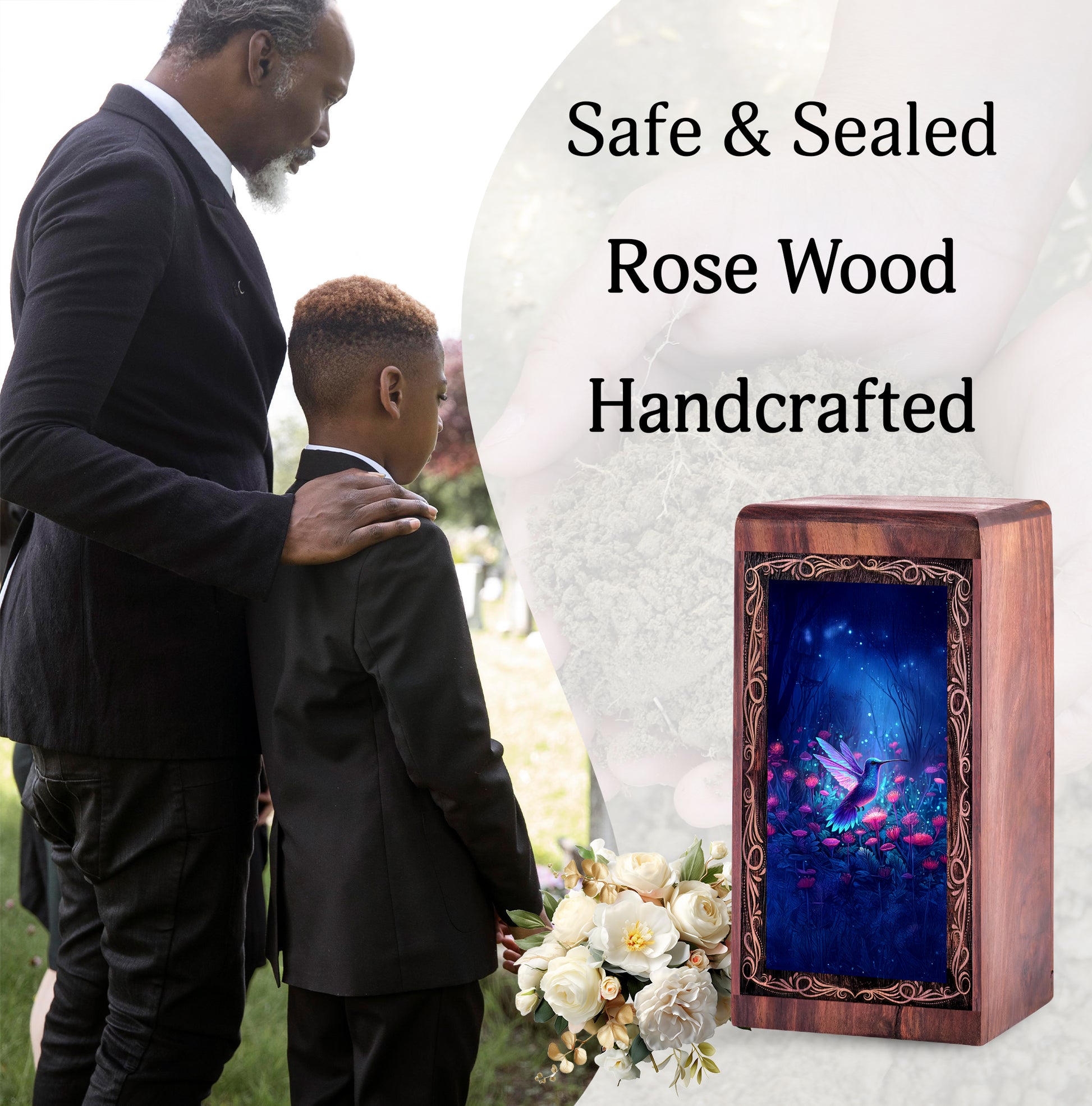 Hummingbird Enchanted Night Theme Urn - Bird Memorial Urn For Human Adult Ashes