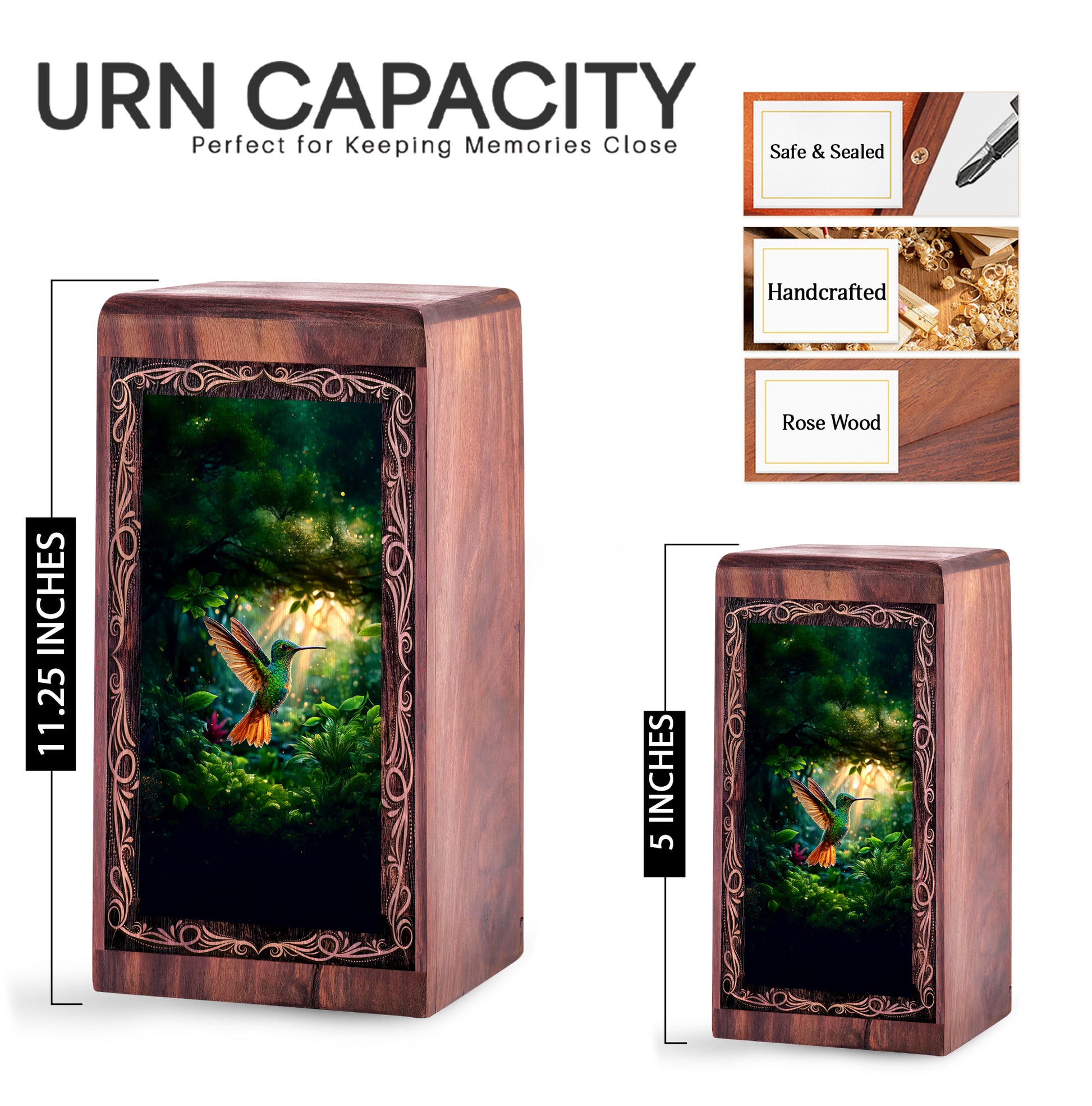 Hummingbird Woodland Glow Urn For Ashes - Cremation Urn For Woman