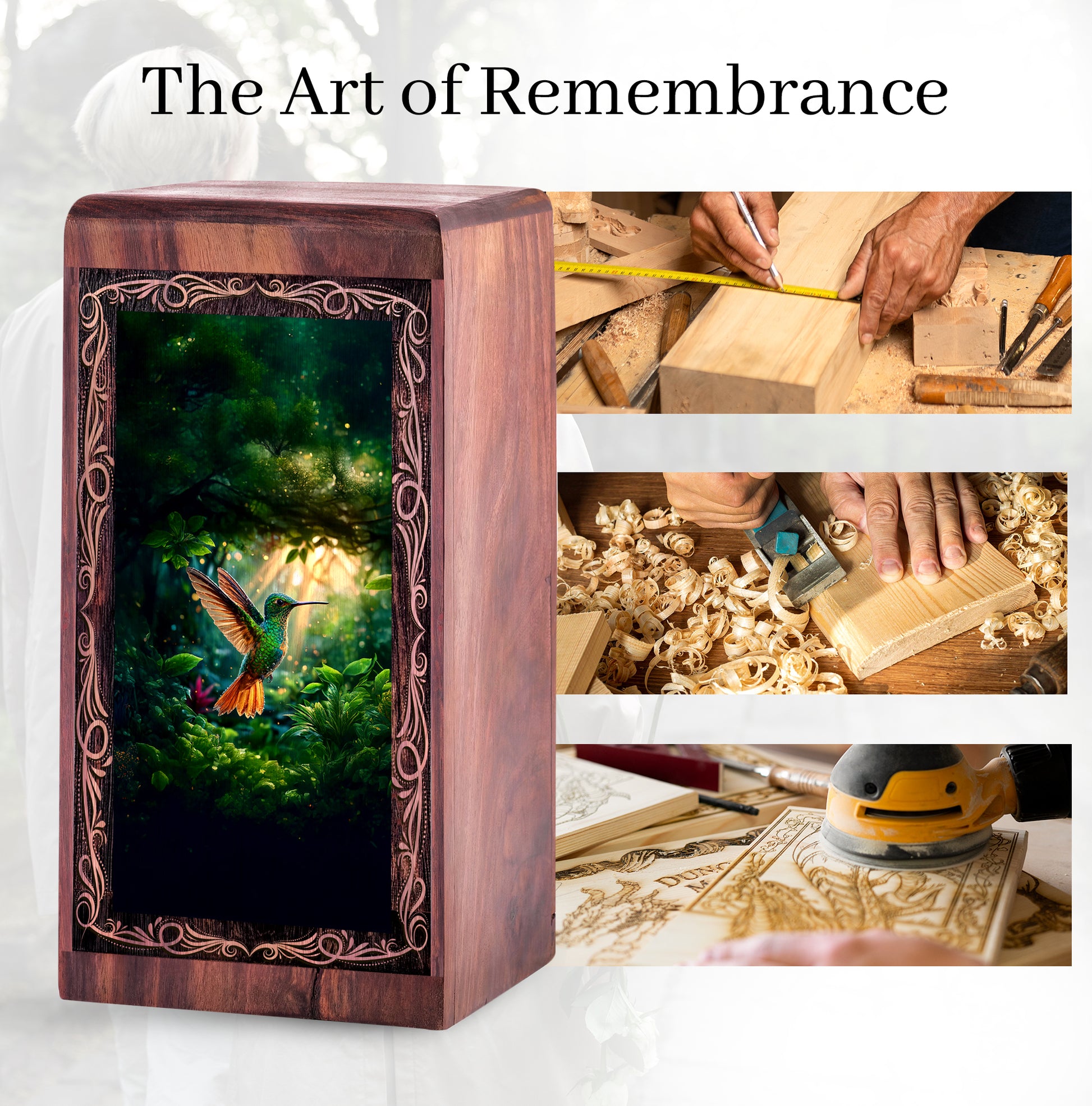 Hummingbird Woodland Glow Urn For Ashes - Cremation Urn For Woman