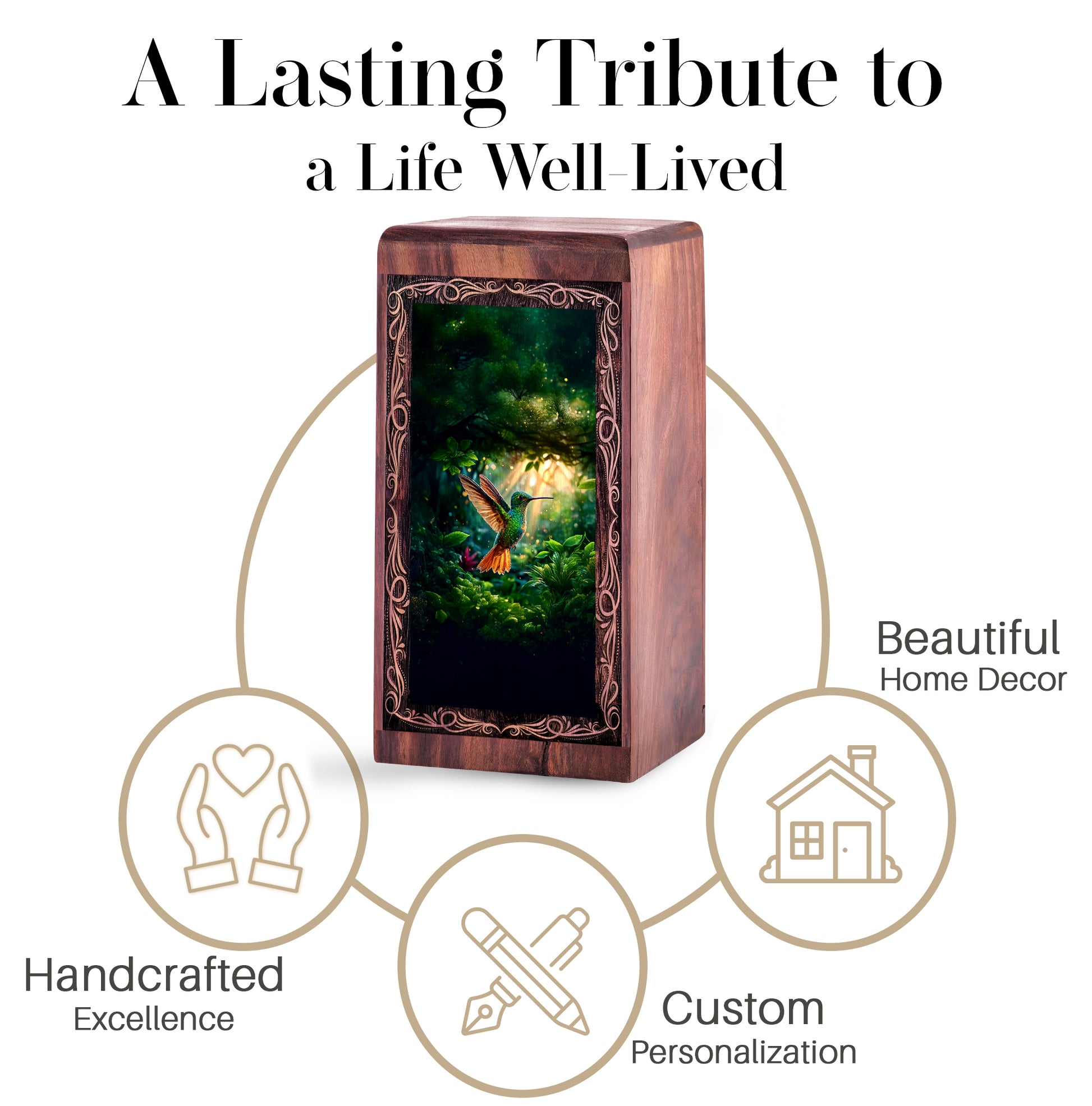 Hummingbird Woodland Glow Urn For Ashes - Cremation Urn For Woman