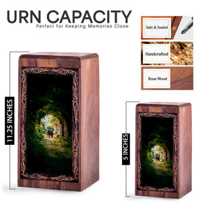 Elephant Cremation Urn For Burial - Forest Arch Theme Funeral Box For Human Adults