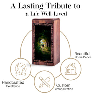 Elephant Cremation Urn For Burial - Forest Arch Theme Funeral Box For Human Adults