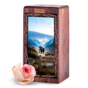 Snow Landscape Elephant Memorial Urn Box - Funeral Creamtion Urn For Female