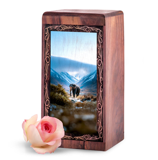 Snow Landscape Elephant Memorial Urn Box - Funeral Creamtion Urn For Female