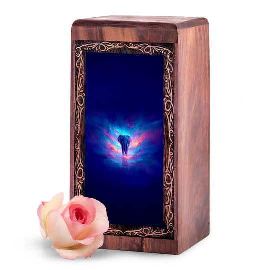 Spiritual Glow Elephant Urn Box - Cremation Urn For Ashes Adult Male