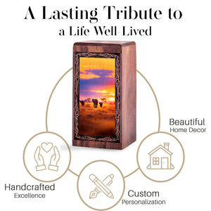 Golden Sunset Elephant Theme Urn - Handmade Cremation Urn For Adult Females