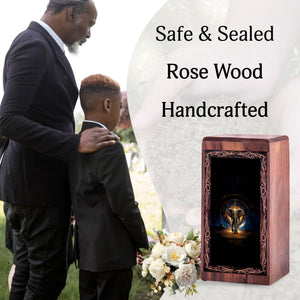 Sacred Cosmic Elephant Urn Box - Wooden Urn For Human Ashes Adult