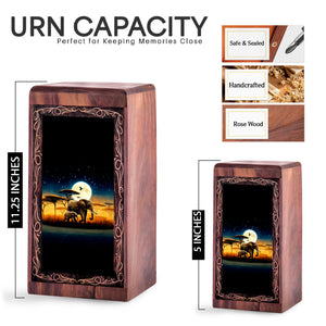 Full Moon Elephant Theme Urn Box - Handmade Cremation Urn For Burial