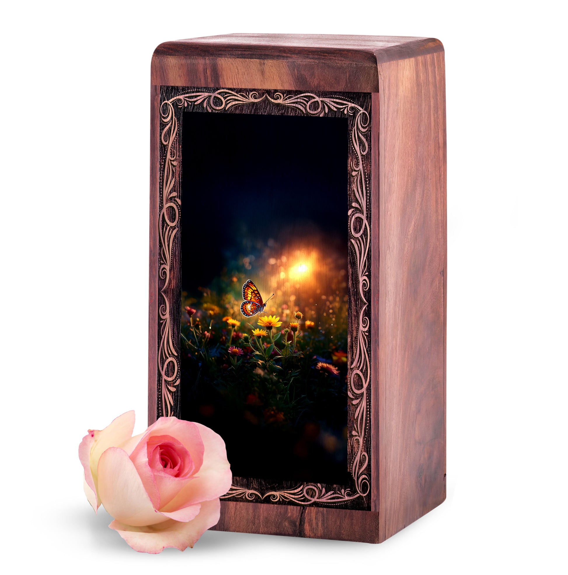 Floral Butterfly Theme Urn For Ashes - Funeral Cremation Urn For Ashes
