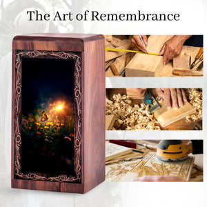 Floral Butterfly Theme Urn For Ashes - Funeral Cremation Urn For Ashes