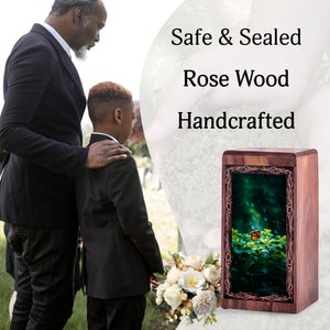 Mystic Butterfly Theme Cremation Urn Box - Wooden Memorial Urn For Male & Female