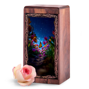 Blooming Butterfly Theme Funeral Urn Box - Handmade Urn For Human Ashes Adult